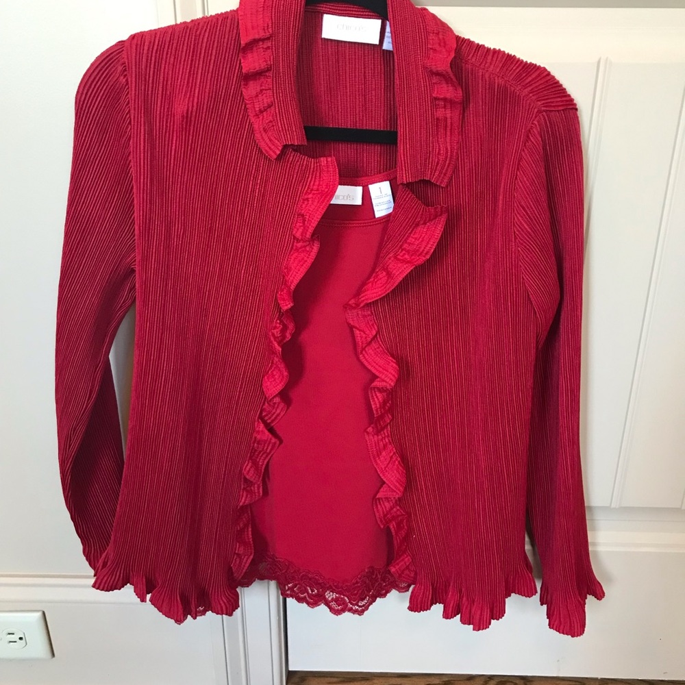 Chicos Lightweight Crinkle Jacket with Matching Tank Top